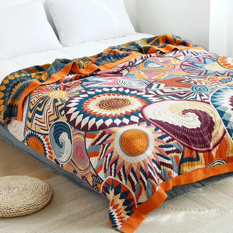 5 Layers Cotton Queen Throw Bed Cover 100% cotton Muslin Sofa Throw Boho Decor