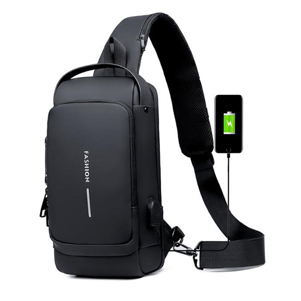 USB charging sport sling Anti-theft shoulder bag