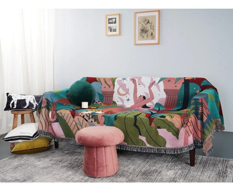 Cotton Boho Sofa Tassel Throw Blanket