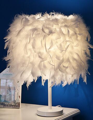 White or Pink Feather Lamp Shade