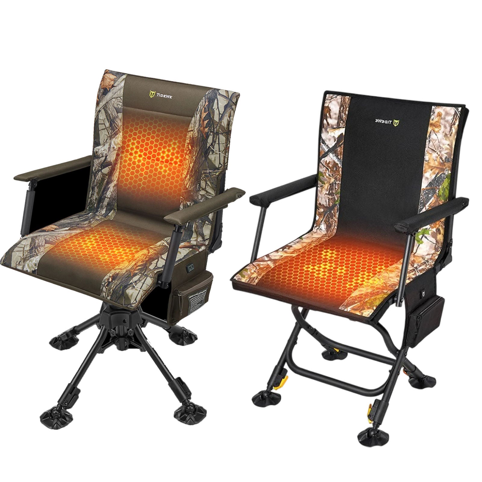 360° Swivel Adjustable Heated Hunting Chair With Armrests