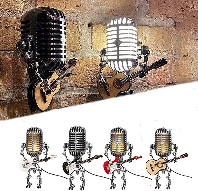 Vintage Metal Microphone Robot Desk Lamp🎸