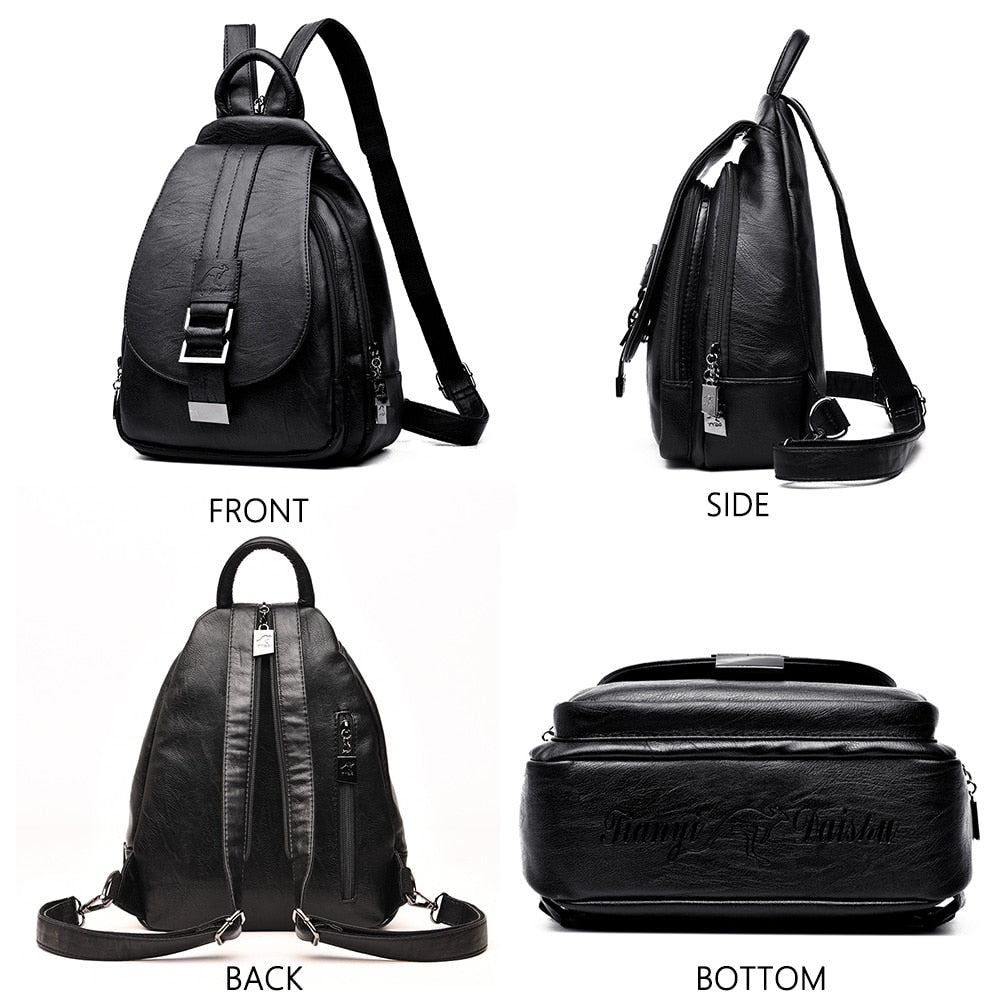 Women Retro Leather Backpack