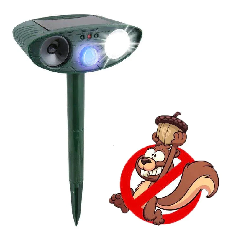 Squirrel Outdoor Solar Ultrasonic Repeller - Get Rid of Squirrels in 48 Hours