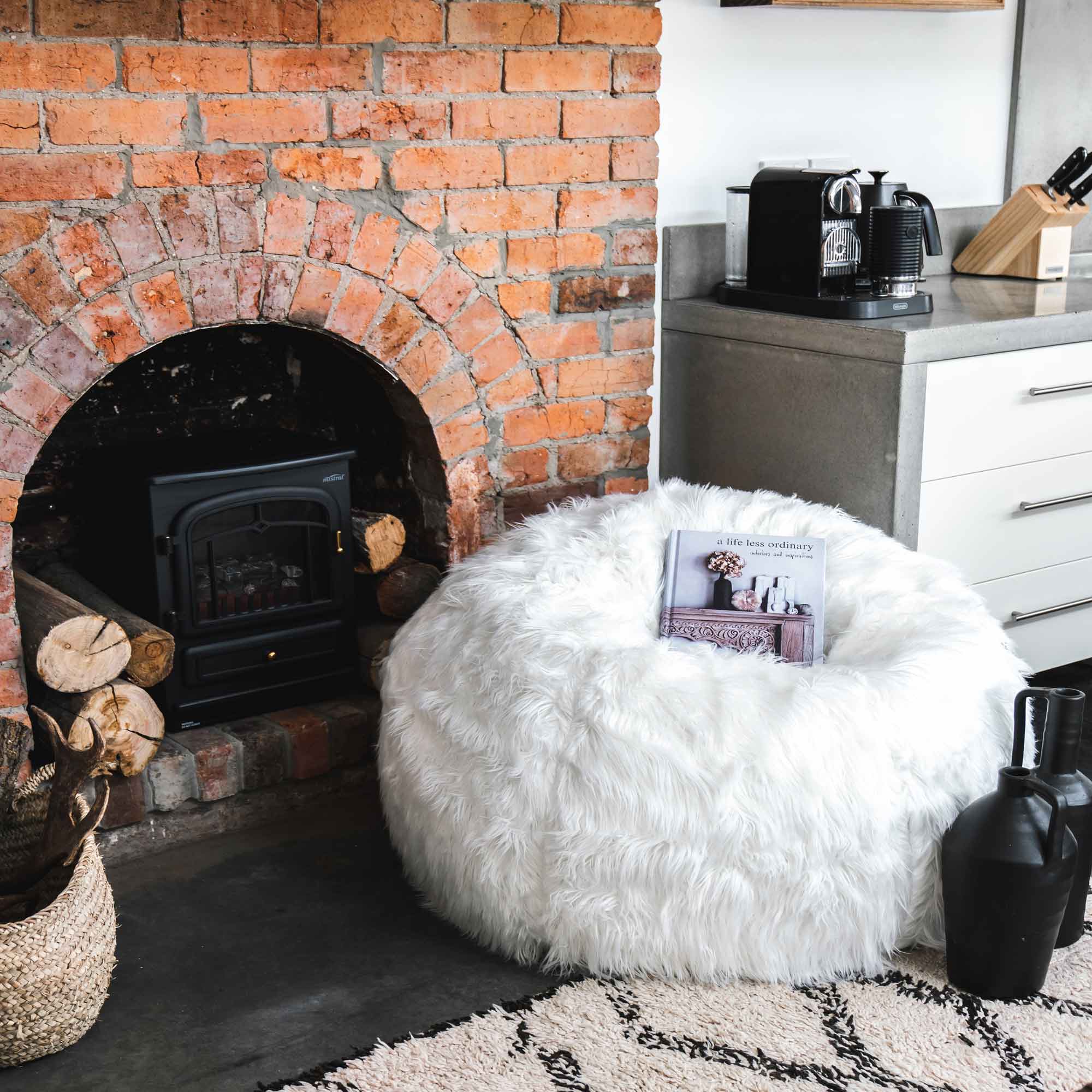 Lush Fur Bean Bag Cover - White