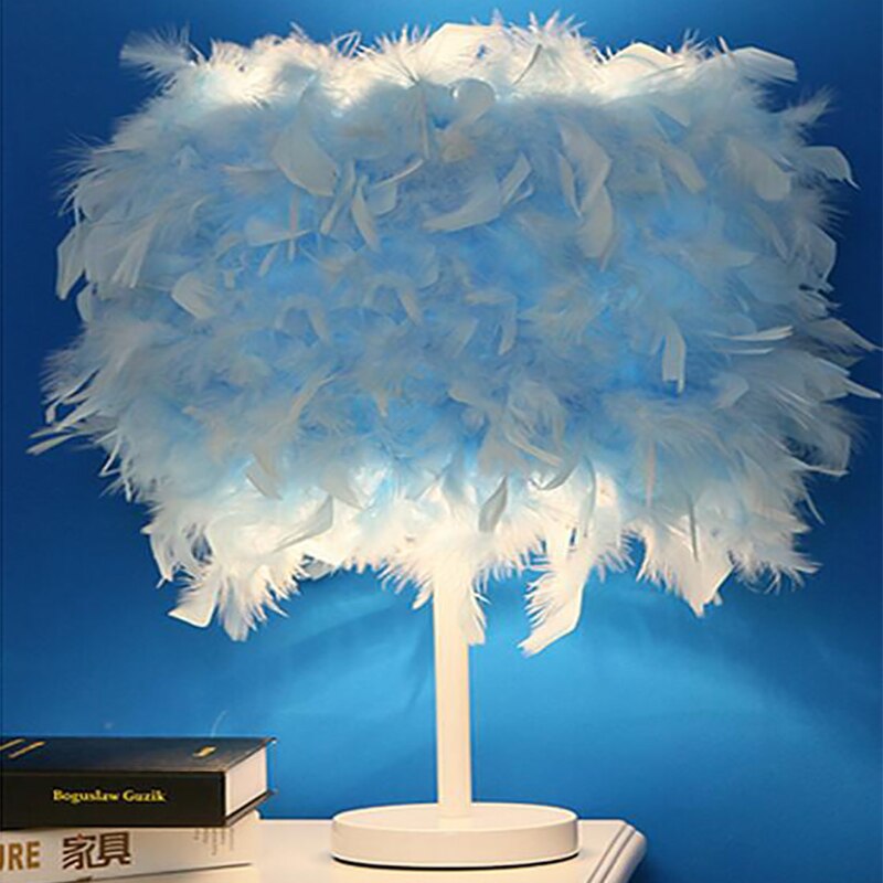 White or Pink Feather Lamp Shade