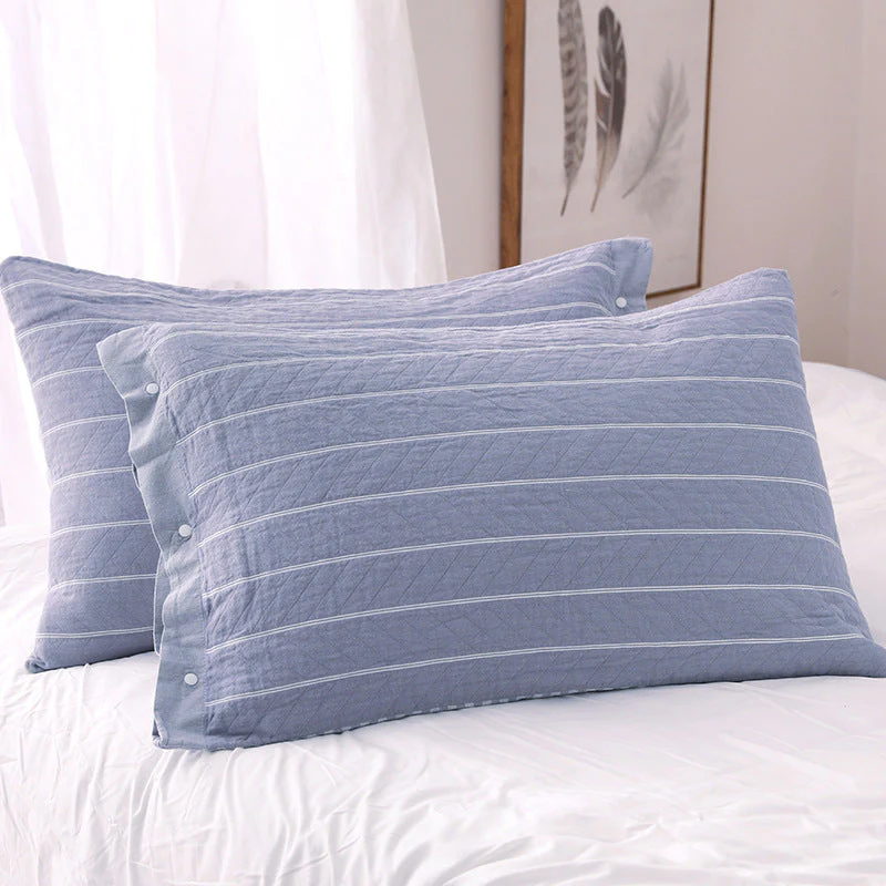 Three-Layer Thickened Soft Breathable Stripe Household Four Seasons Adult Cotton Pillowcase