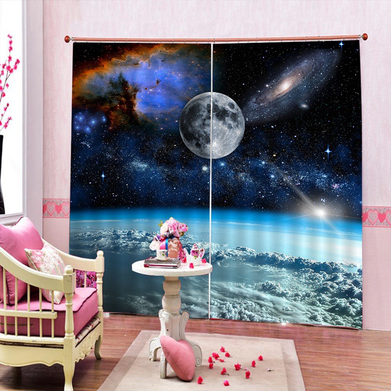 3D Curtain Space Earth Curtain