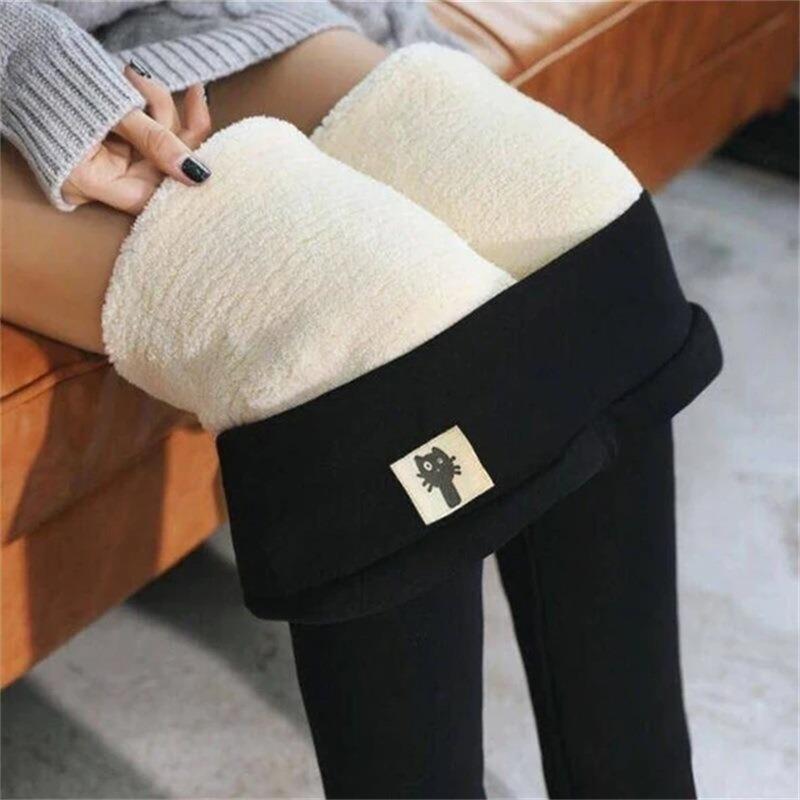 Winter Thickened Warm Fleece Lined High Waist Leggings