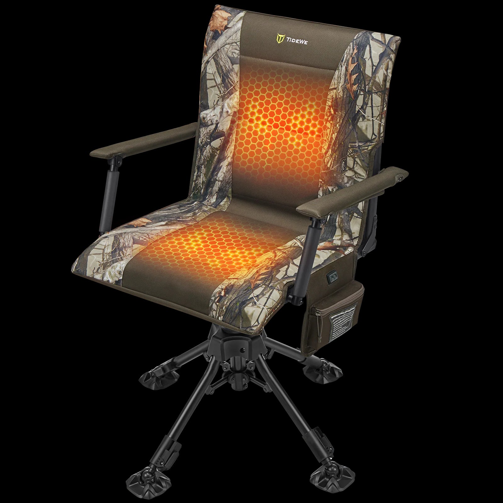 360° Swivel Adjustable Heated Hunting Chair With Armrests