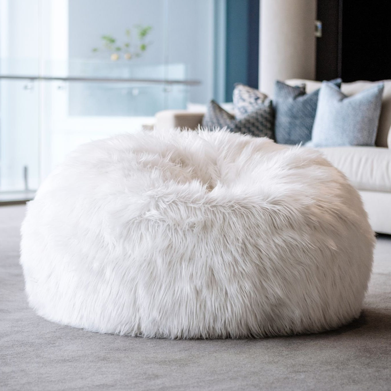 Lush Fur Bean Bag Cover - White
