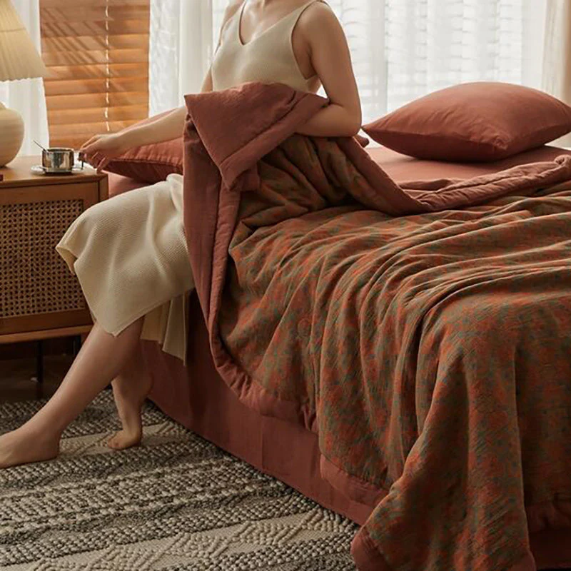 Washed Cotton Double Yarn Soybean Fiber Soft Summer Cool Cotton Thin Quilt Blanket