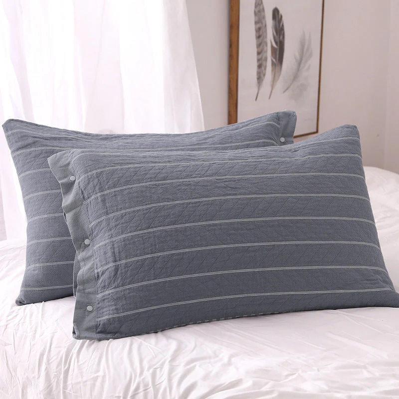 Three-Layer Thickened Soft Breathable Stripe Household Four Seasons Adult Cotton Pillowcase