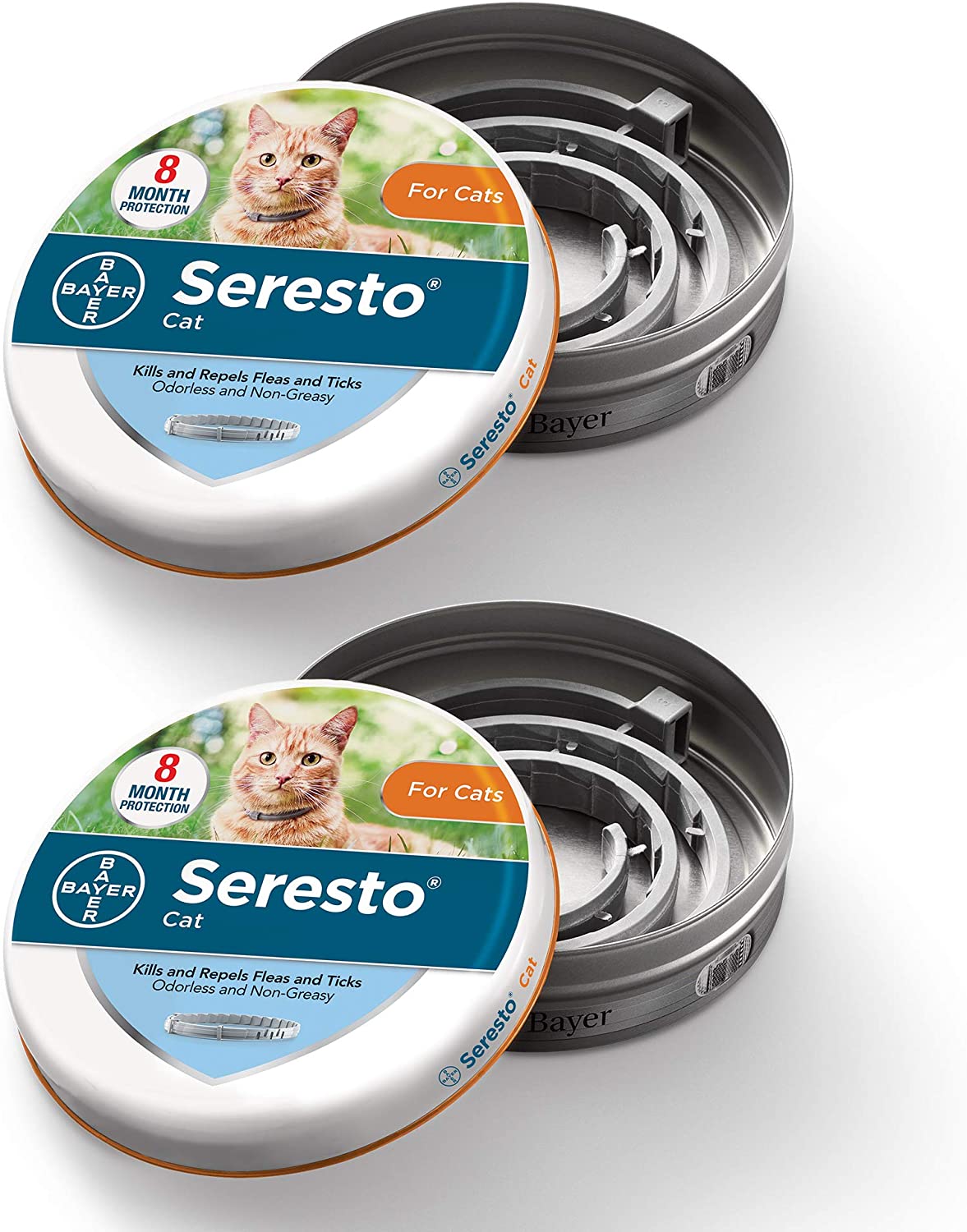 Seresto 2 Pack Flea and Tick Collar for Cats Dogs, 8-month Cat Flea Collars