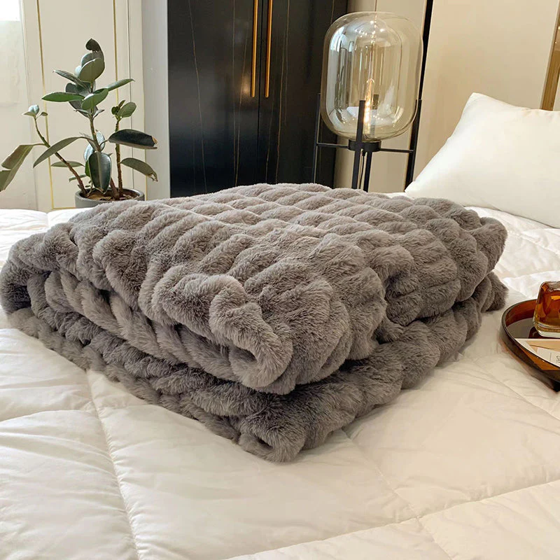Winter Solid Color Casual Multi-Functional Nap Sofa Blanket