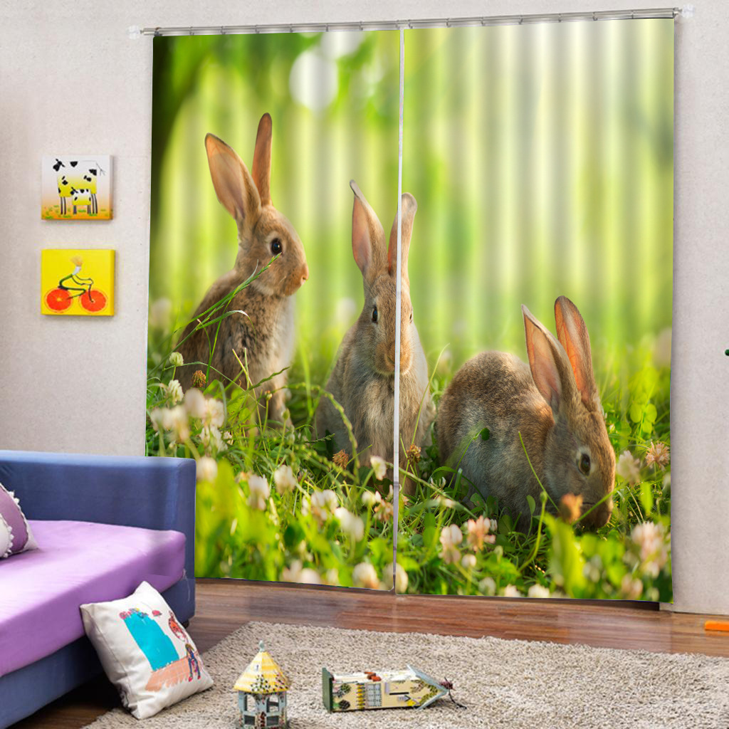 3D Curtains Cute Rabbit Curtains