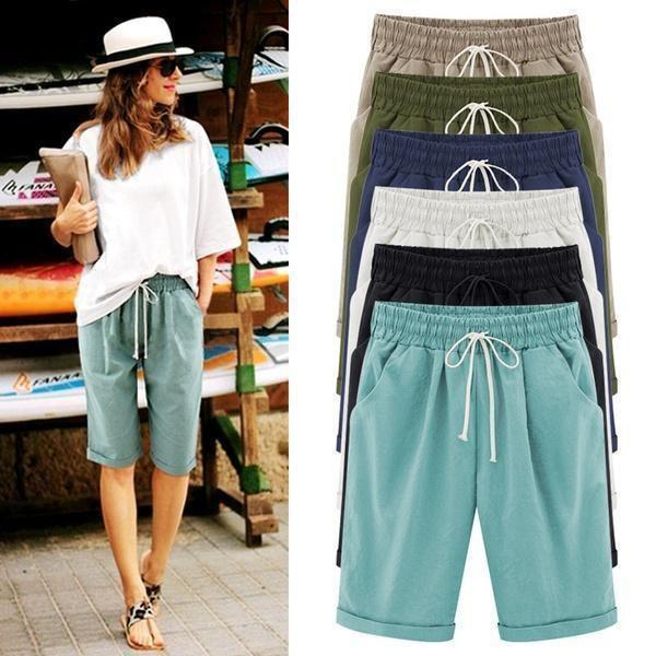 Colorful Plus Size Pockets Casual Shorts