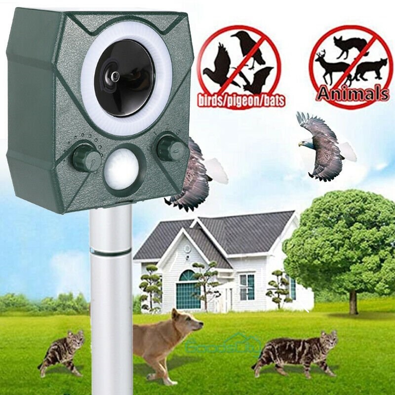 Animal Repeller Ultrasonic Solar Power Bird Dog Cat Skunk Deer Raccoon Repellent