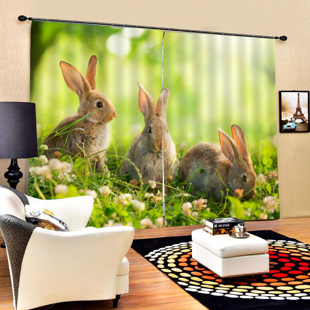 3D Curtains Cute Rabbit Curtains