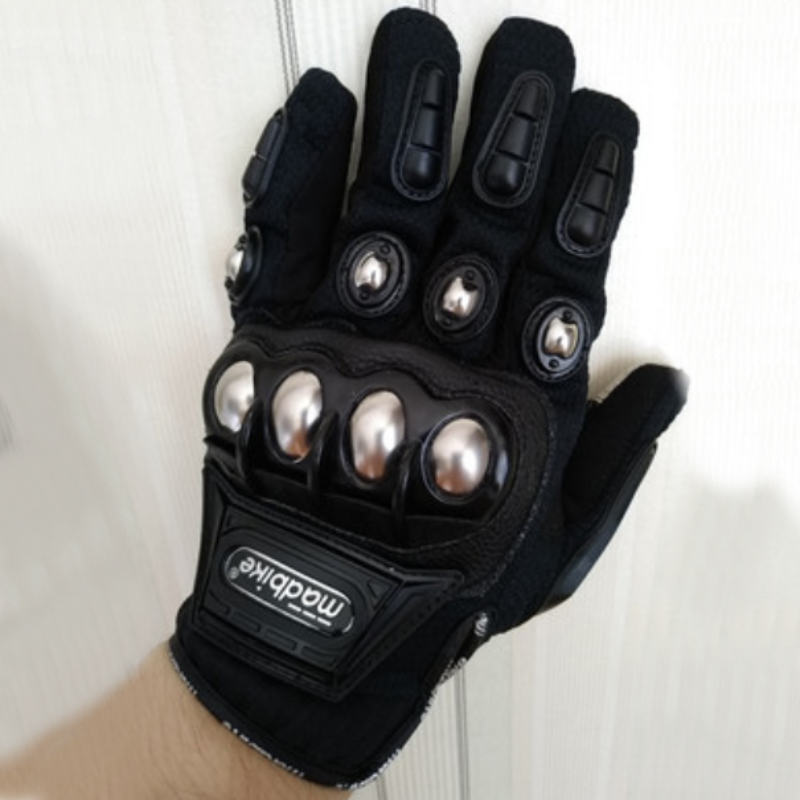 Motorcycle leather gloves, anti-pinch palm