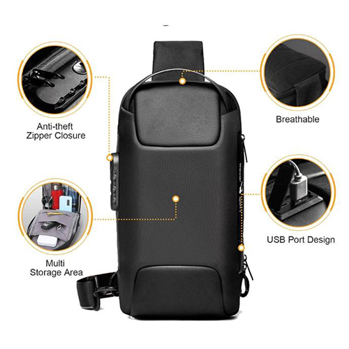 Anti-theft Shoulder Bag With Usb | Waterproof Men's Sling Backpack