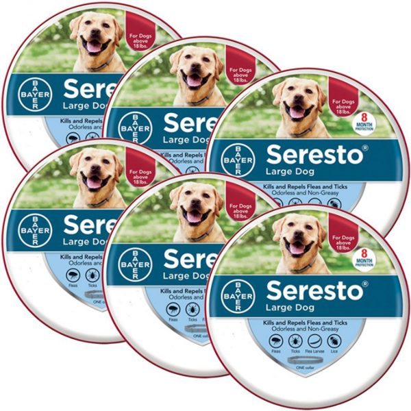 6 Pack Bayer Seresto 8 Month Prevention Kills And Repels Fleas And Ticks For Large Dogs