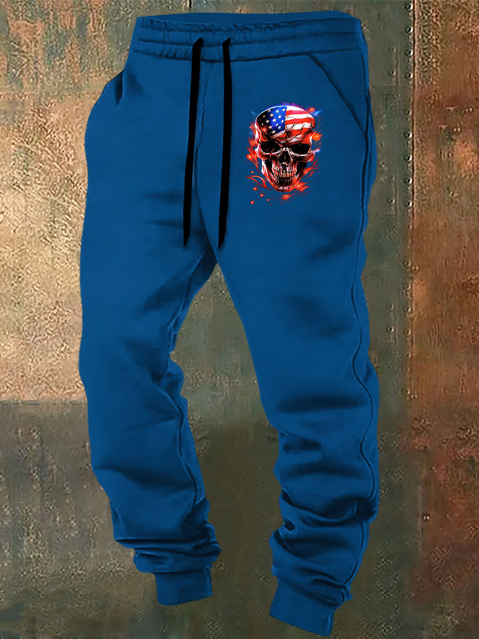 Men's American Skull Pattern Classic Sweatpants