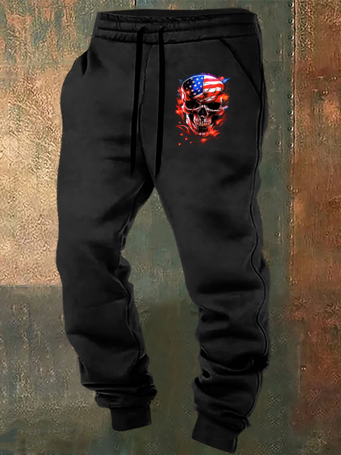 Men's American Skull Pattern Classic Sweatpants