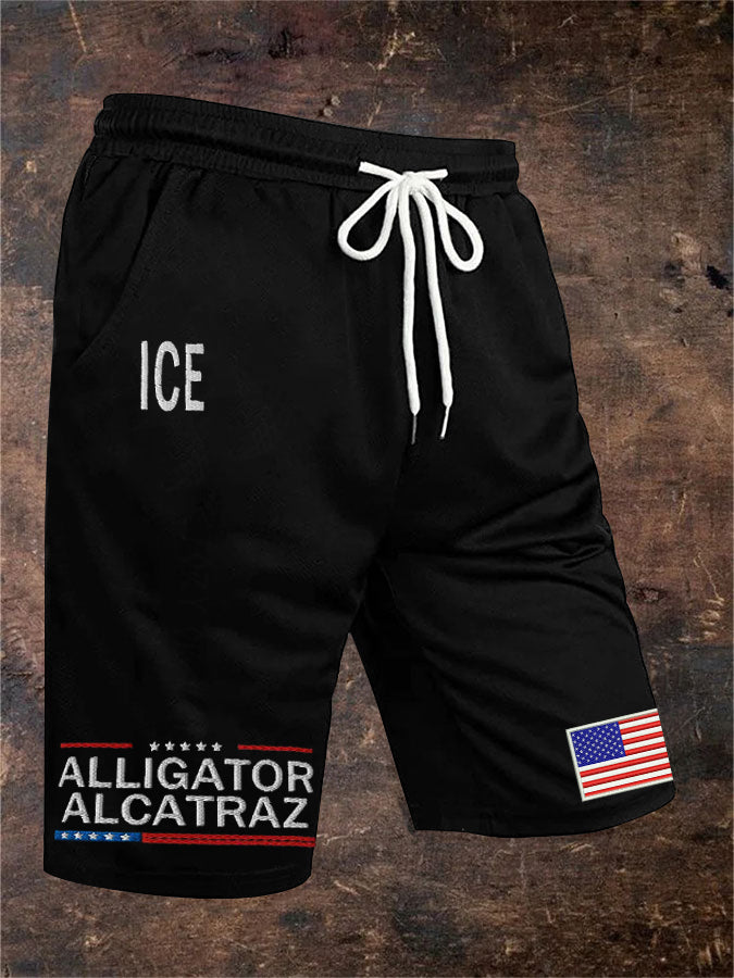 Men's Retro Alligator Alcatraz Funny Florida Everglades Dark Humor Shorts