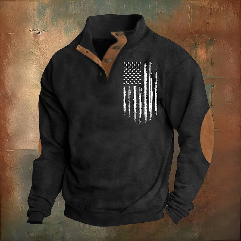 Men's Oversized Sweatshirt Long Sleeve Stand Collar Button Pullover