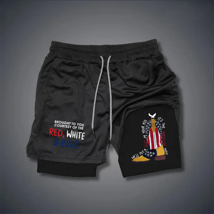 Red White &Blue Pattern Pattern Print Shorts Pants