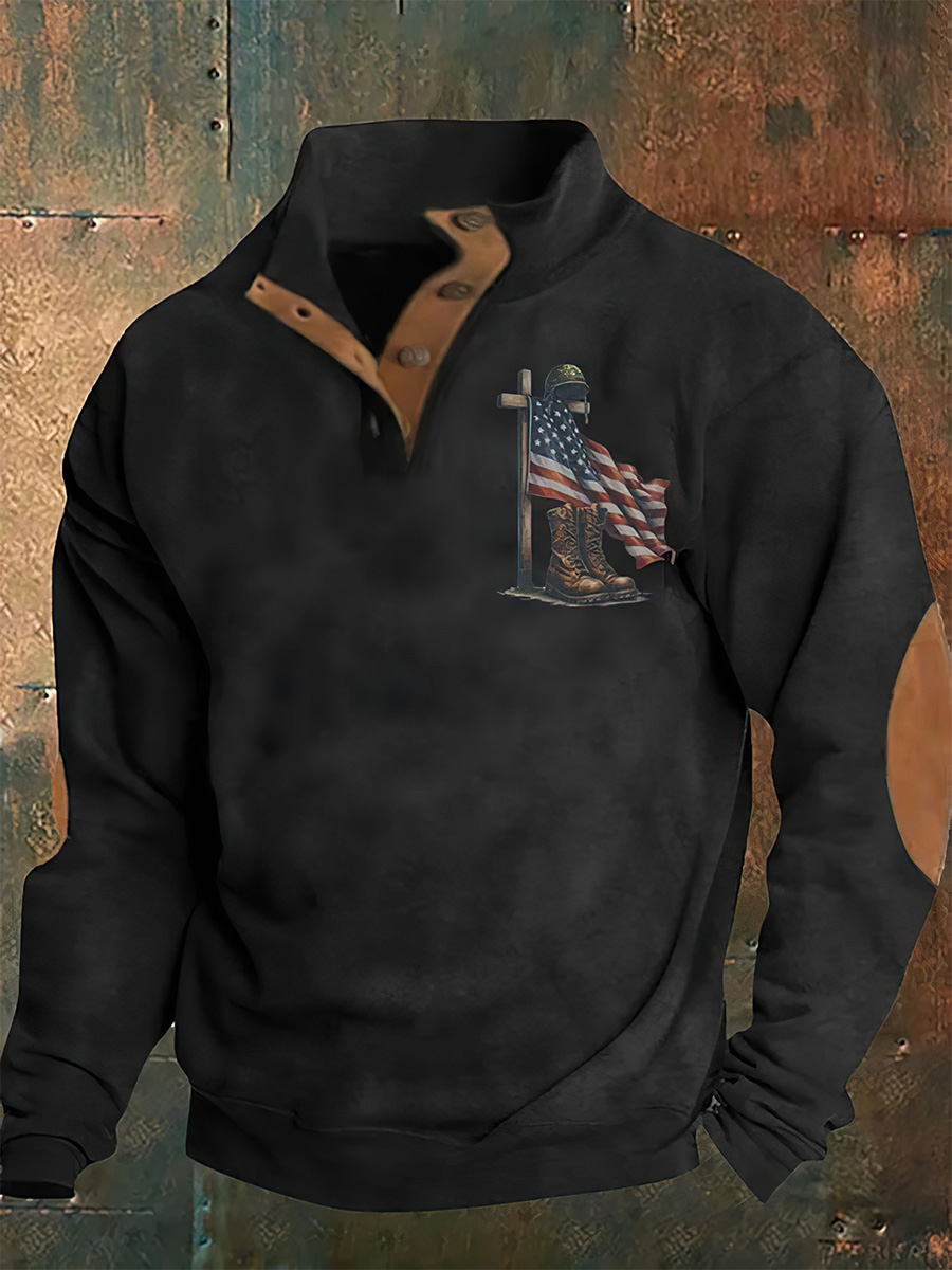 Men's Aintage Faith Veteran Flag Print Sweatshirt