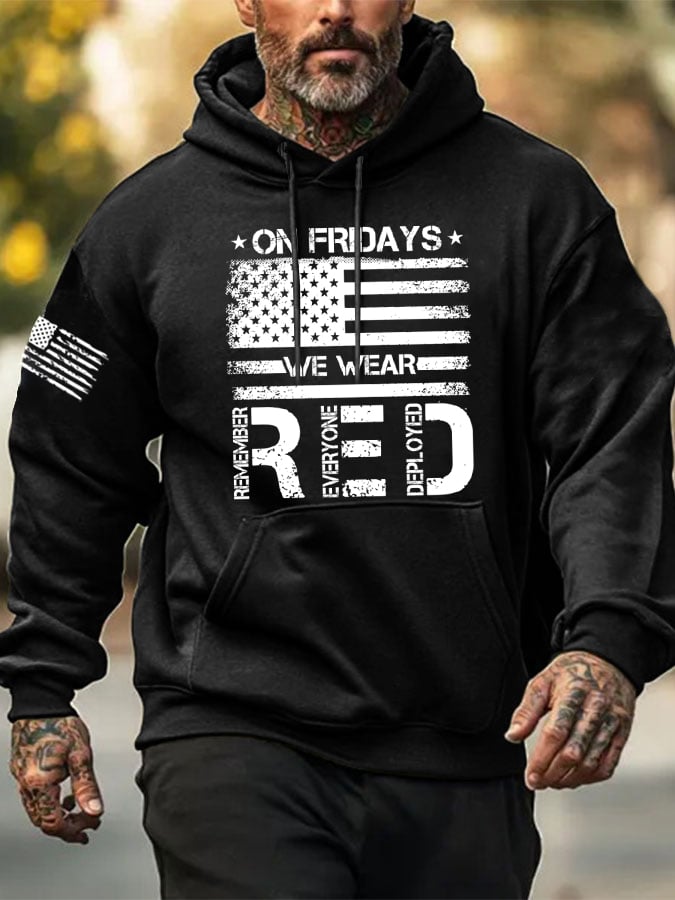 Men's On Friday We Wear Red Printed Hoodie