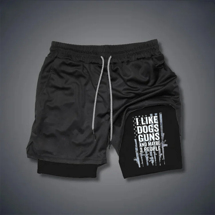 I Like Dogs Guns And Maybe 3 People Pattern Print Shorts Pants