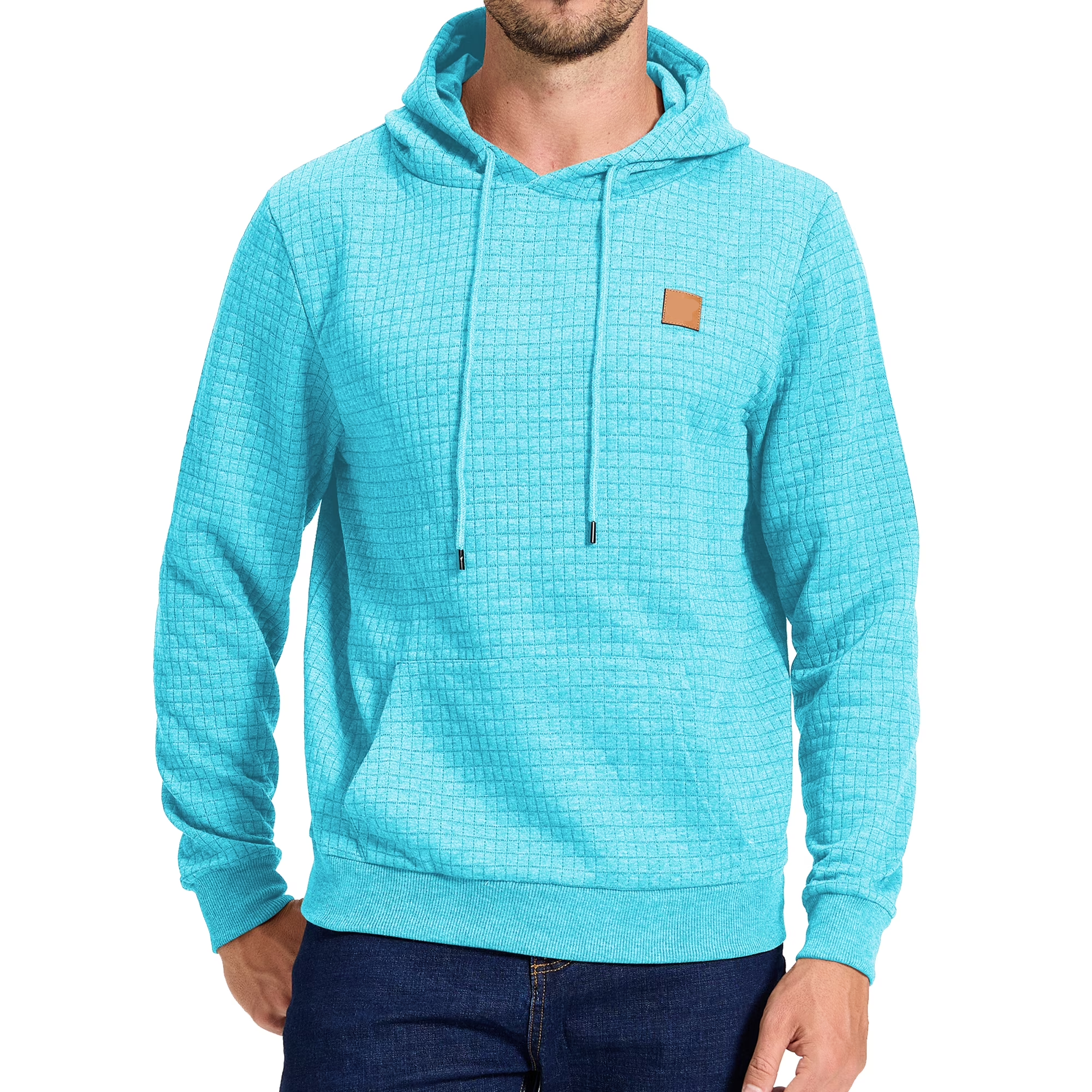 Men's Pullover Plaid Jacquard Hoodie