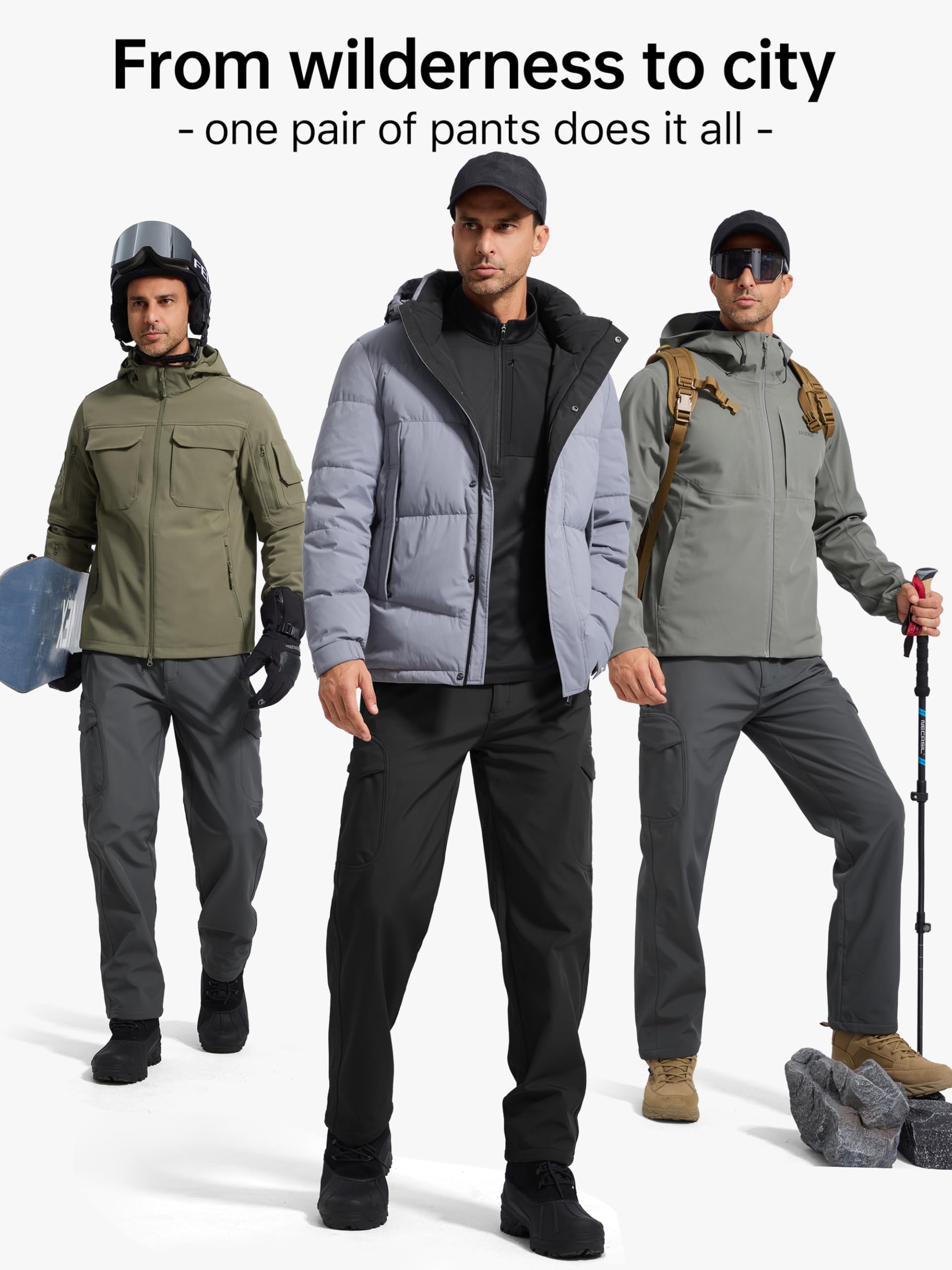 Men's Outdoor Softshell Fleece Lined Cargo Pants