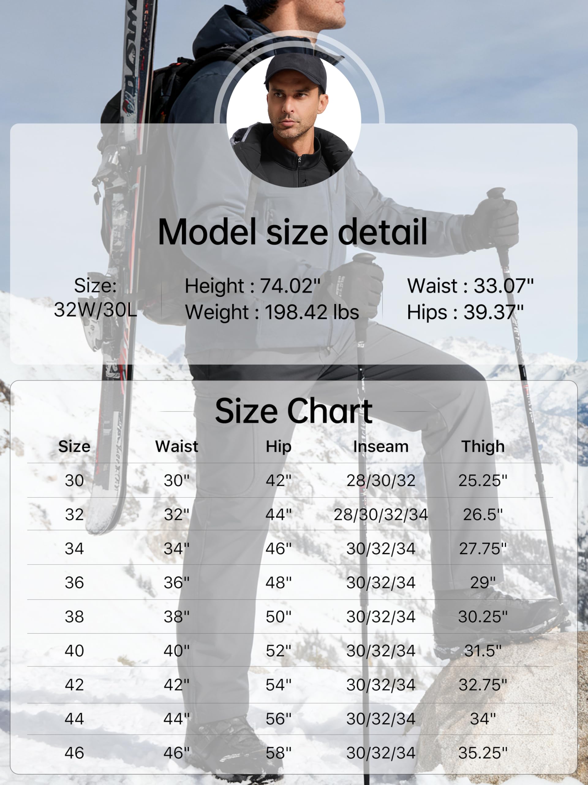 Men's Outdoor Softshell Fleece Lined Cargo Pants