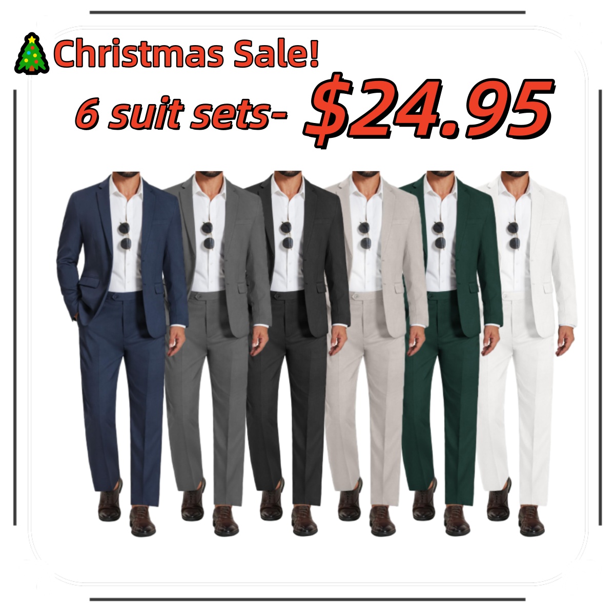 🎄Christmas Sale🎄Men's Two-Piece Suit Set, Double-Button Blazer and Trousers