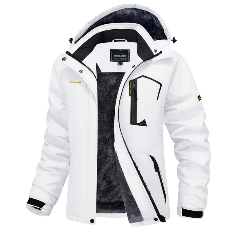 Women's Waterproof Ski Suit with Hood and Fleece Lined Warm Winter Outerwear