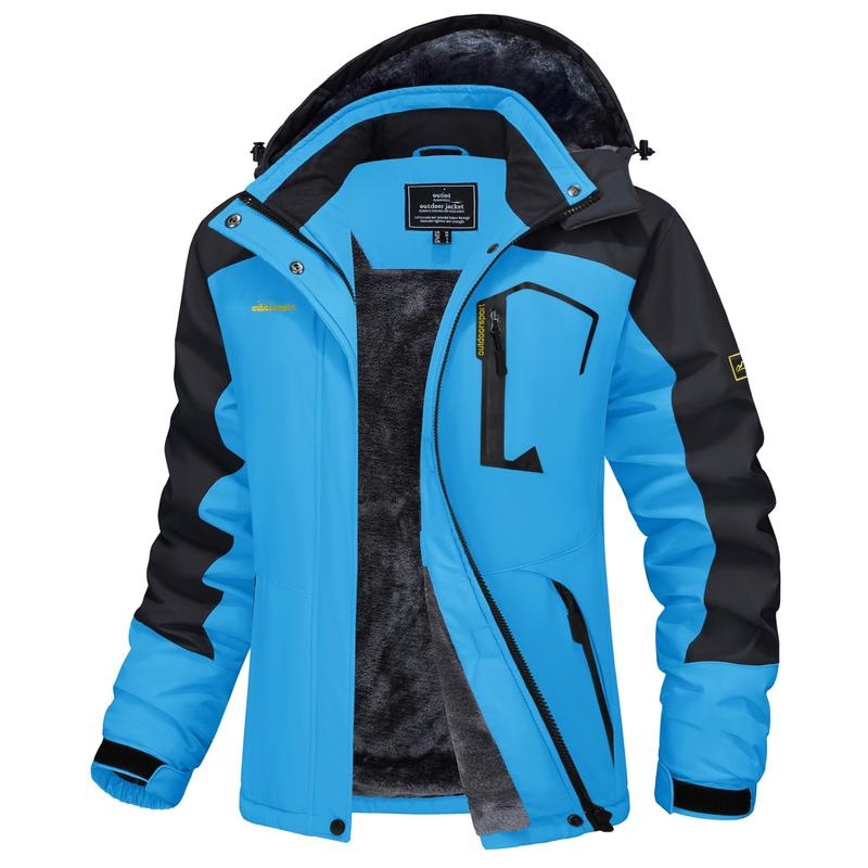 Women's Waterproof Ski Suit with Hood and Fleece Lined Warm Winter Outerwear