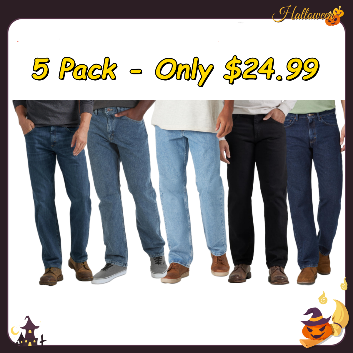 Men's Classic Five-Pocket Loose Stretch Jeans