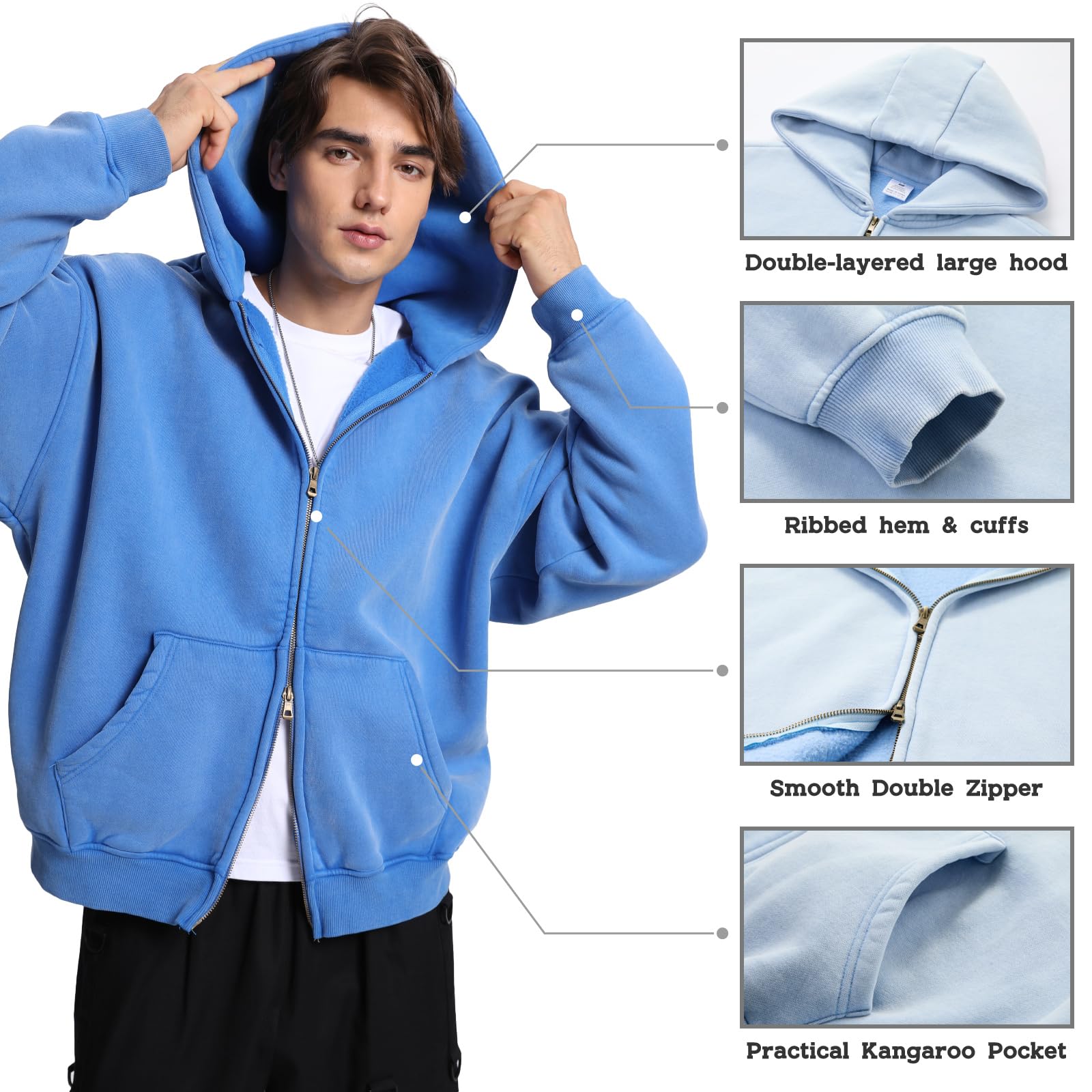 Men's oversized acid-washed hoodie