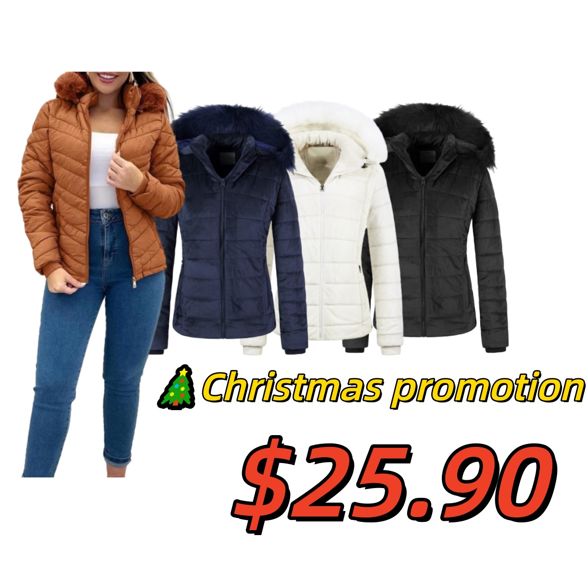 🎄Christmas promotion🎄Upgraded version 🎄Women's casual short winter down jacket