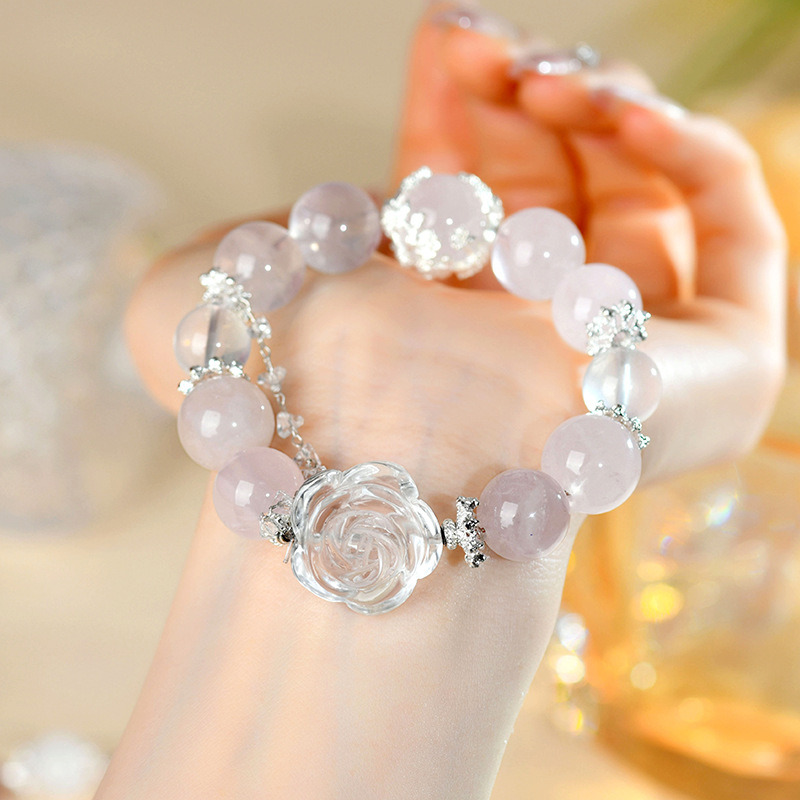 Rose Quartz Peony Bracelet - Feng Shui 