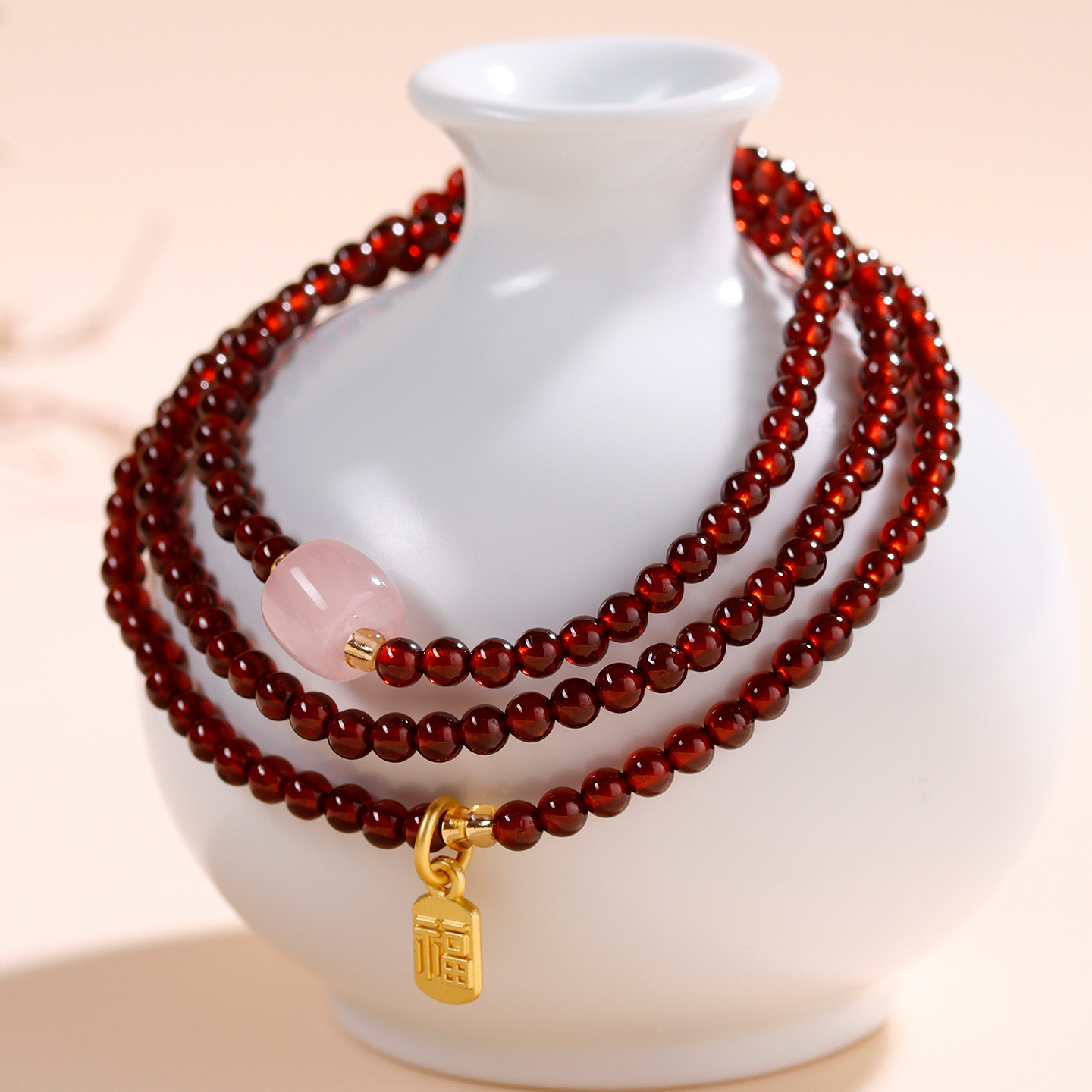 Feng Shui Triple-Strand Garnet Beauty Bracelet - Aura Nourisher to Boost Glow, Soften Vibe & Fix Tired Complexion