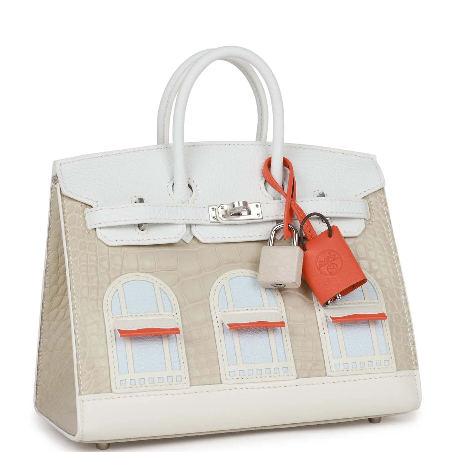 Sac Faubourg Birkin 20 White Matte Alligator Palladium Hardware