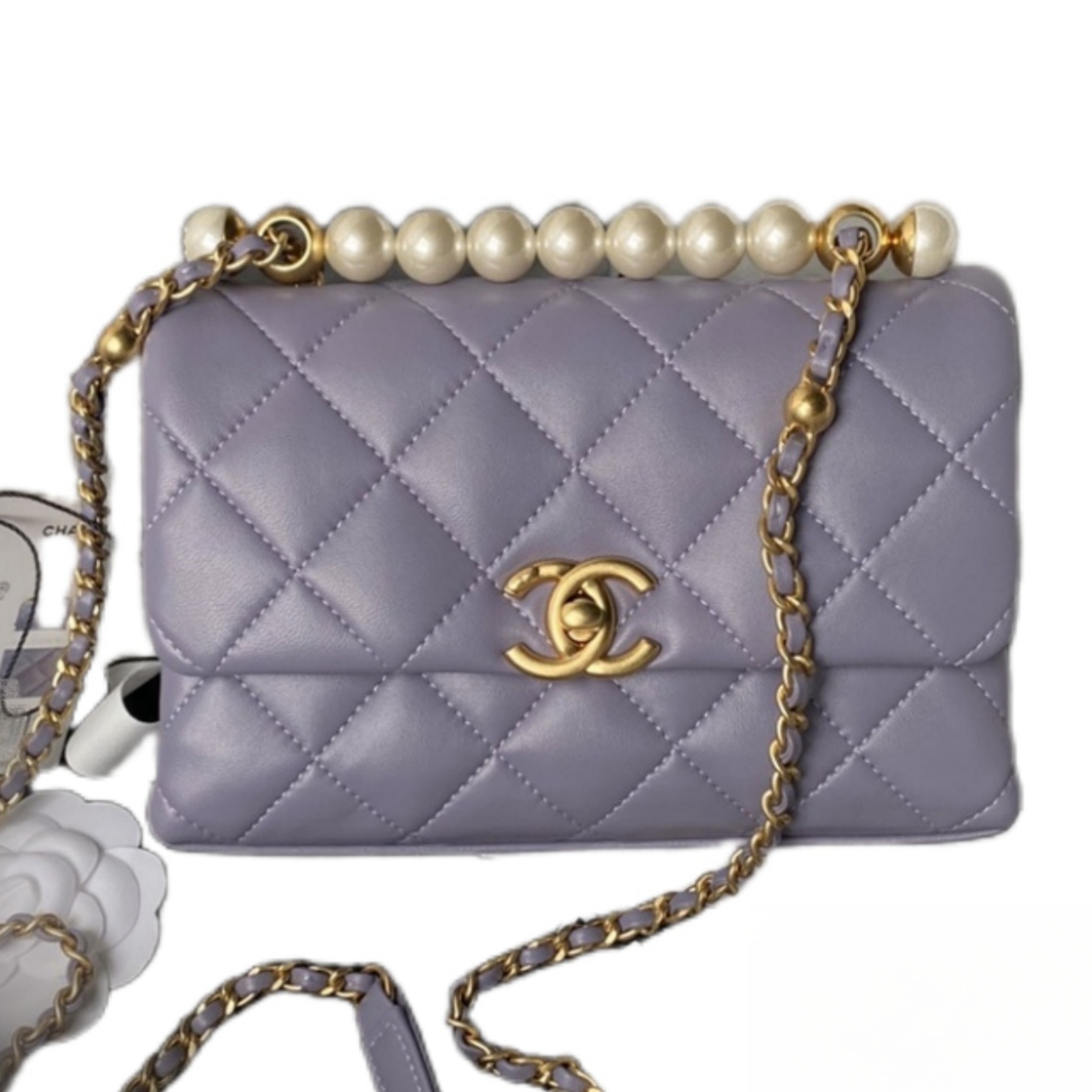 CHANEL Mini Flap Bag with Top Handle Purple-AS5001