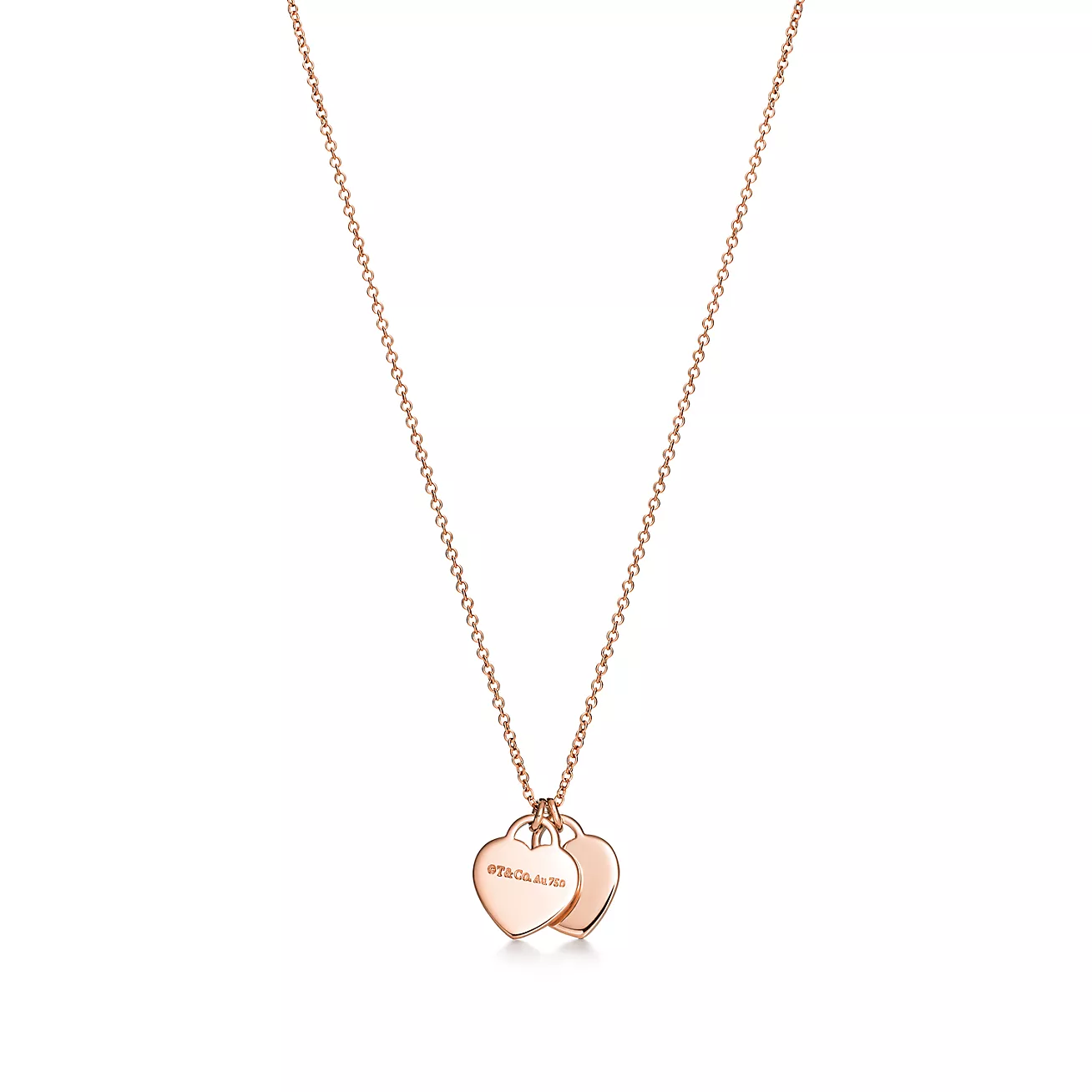 Double Heart Tag Pendant in Rose Gold, Mini
