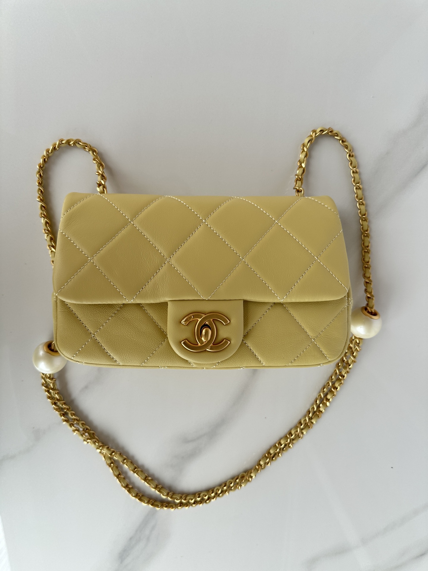 CHANEL Small Flap Bag Yellow-AS4861