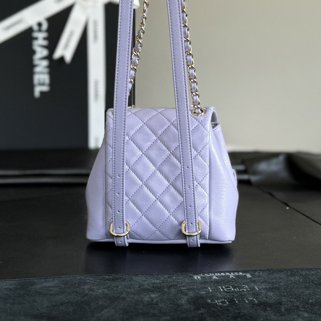 CHANEL Backpacks Grained Calfskin & Gold-Tone Metal Light Purple-AS3787